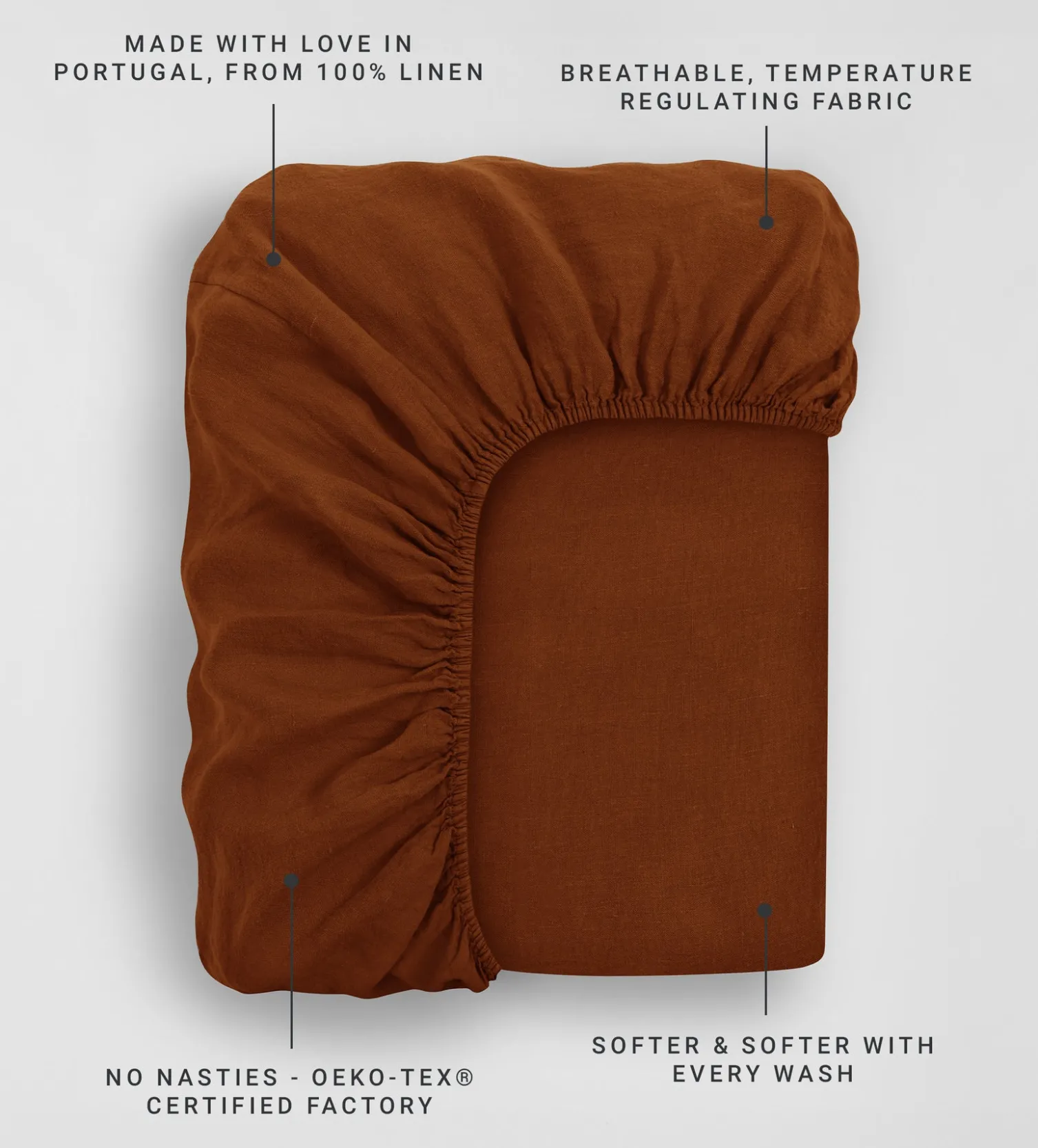 Secret Linen Store Amber 100% Linen Fitted Sheet