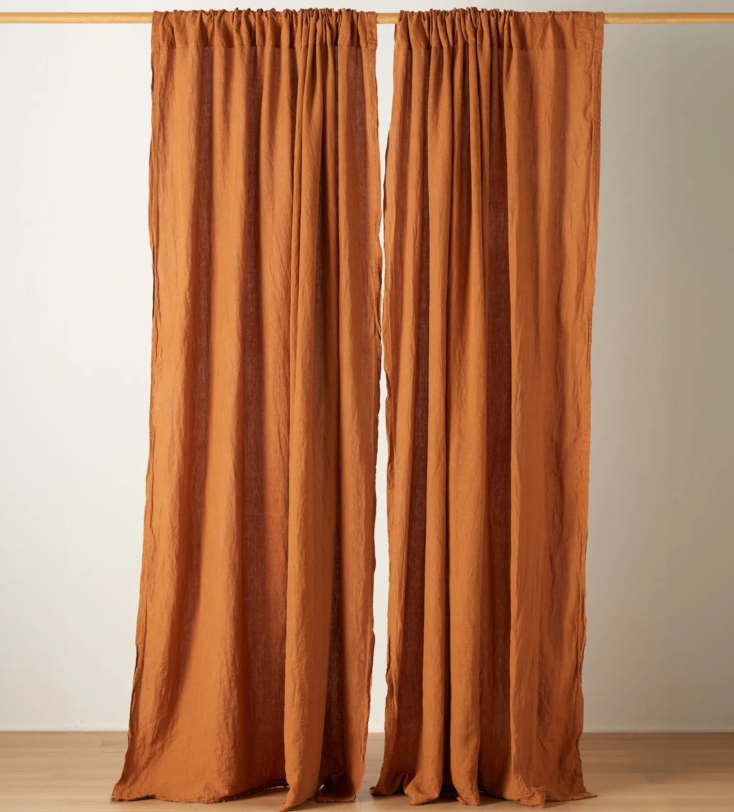 Secret Linen Store Amber 100% Linen Loop Top Curtain (Single)