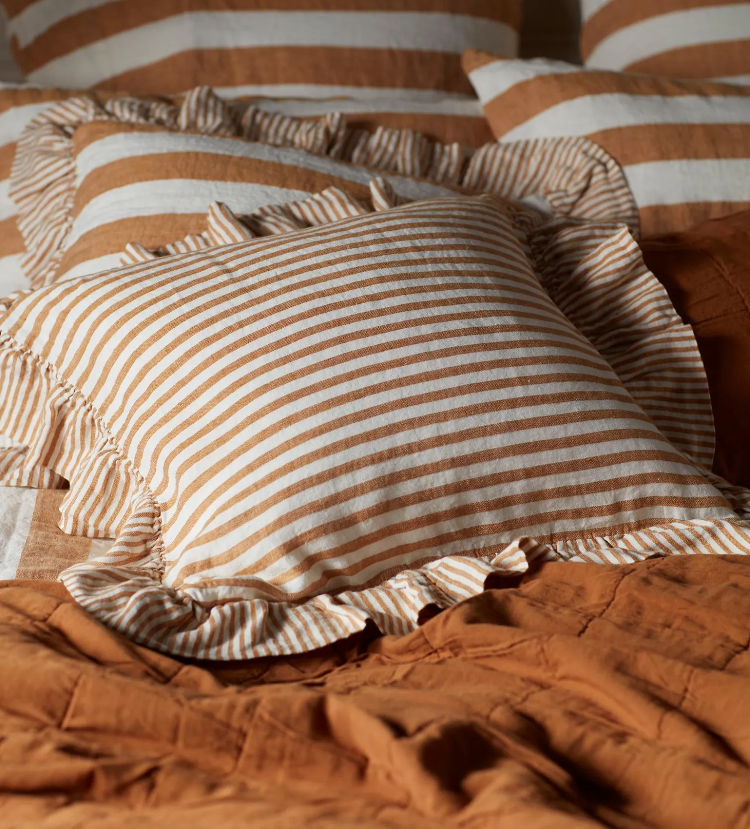 Secret Linen Store 100% Linen Frill Edge Cushion Cover
