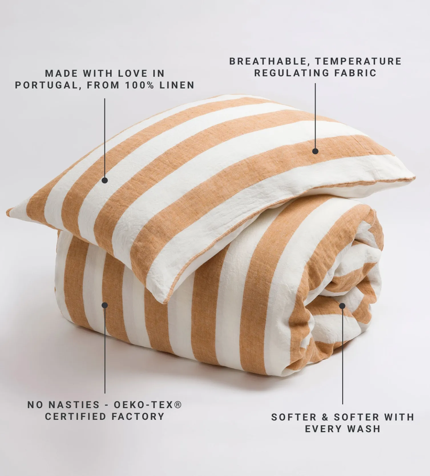 Secret Linen Store Amber Cora Stripe 100% Linen Pillowcase