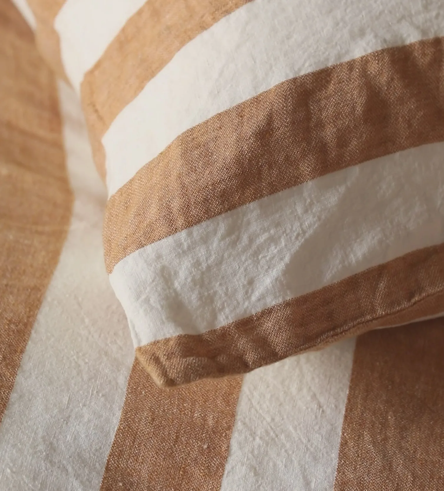 Secret Linen Store Amber Cora Stripe 100% Linen Fitted Sheet