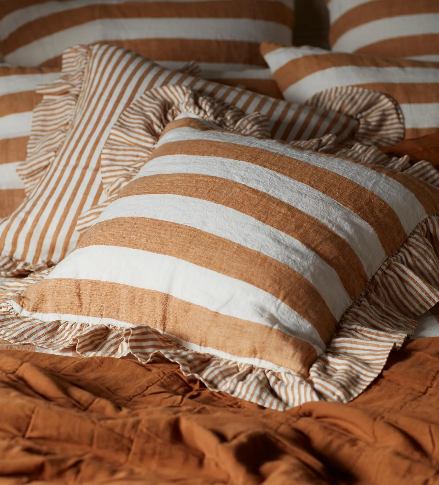 Secret Linen Store 100% Linen Frill Edge Cushion Cover