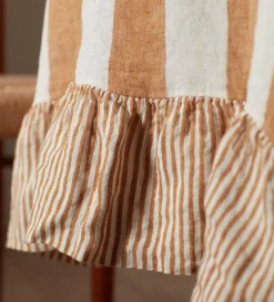 Secret Linen Store Amber Cora Wide Stripe 100% Linen Tablecloth