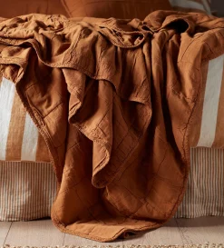 Secret Linen Store 100% Cotton Quilted Throw