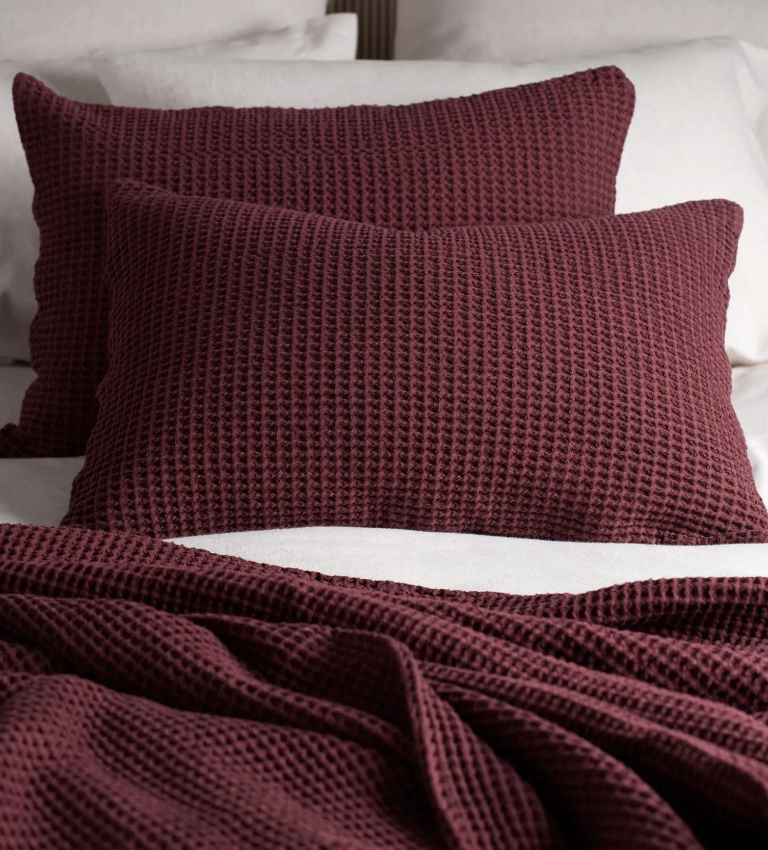 Secret Linen Store Beetroot Big Waffle 100% Cotton Throw