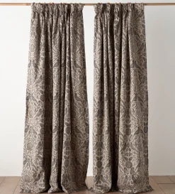 Secret Linen Store Birdie Jacquard 100% Cotton Lined Pencil Pleat Curtain (Pair)