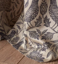 Secret Linen Store Birdie Jacquard 100% Cotton Lined Pencil Pleat Curtain (Pair)