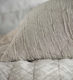 Secret Linen Store Black and Natural Stripe 100% Cotton Quilted Throw