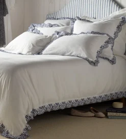 Secret Linen Store Blue Elsie Cotton Linen Duvet Cover