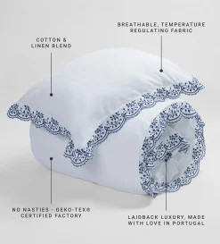 Secret Linen Store Blue Elsie Cotton Linen Duvet Cover