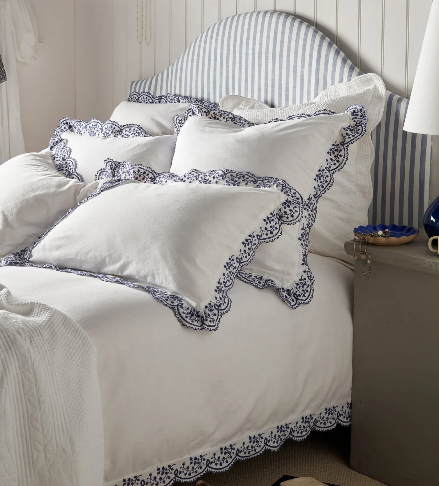 Secret Linen Store Blue Elsie Cotton Linen Pillowcase
