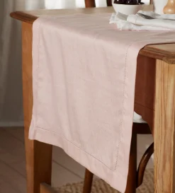 Secret Linen Store Blush Pink Twill Cotton Linen Table Runner