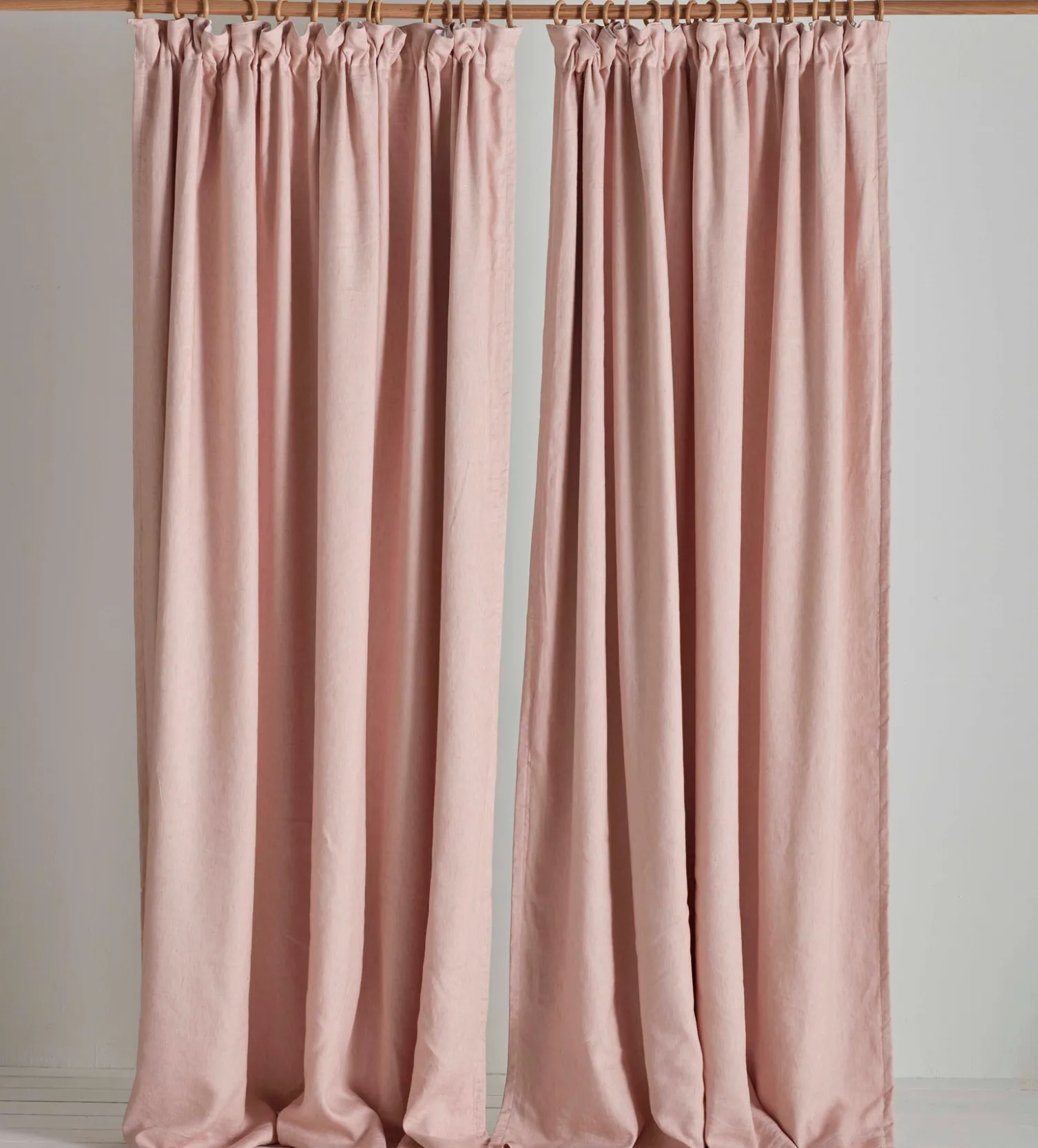 Secret Linen Store Twill Cotton Linen Blackout Pencil Pleat Curtains (Pair)