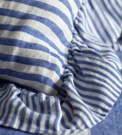 Secret Linen Store Cobalt 100% Linen Frill Edge Cushion Cover