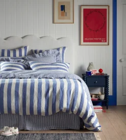 Secret Linen Store Cobalt 100% Linen Frill Edge Cushion Cover