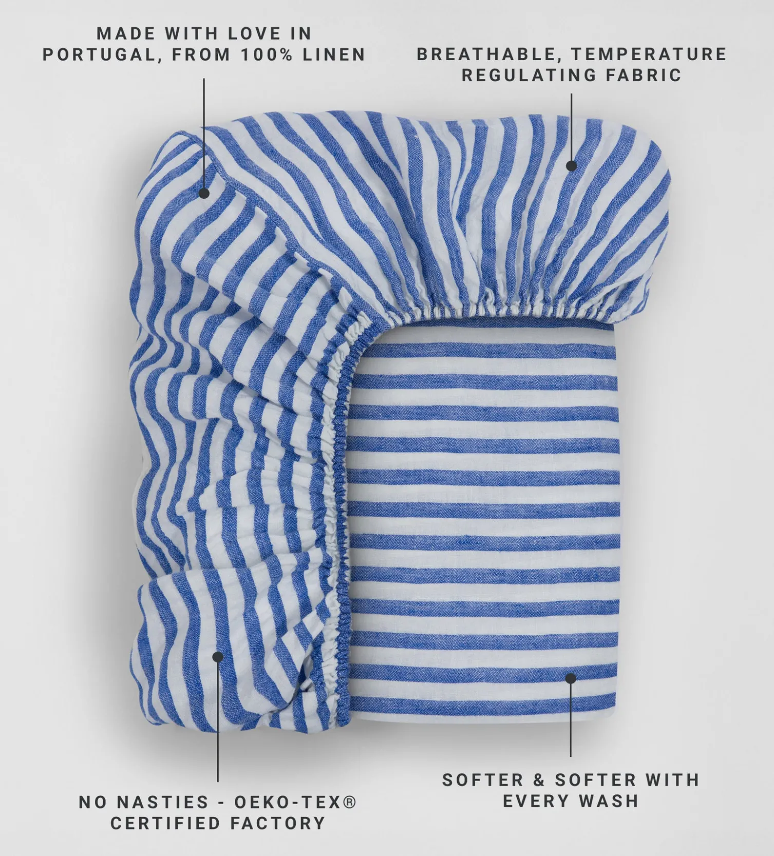 Secret Linen Store Cobalt 100% Linen Fitted Sheet