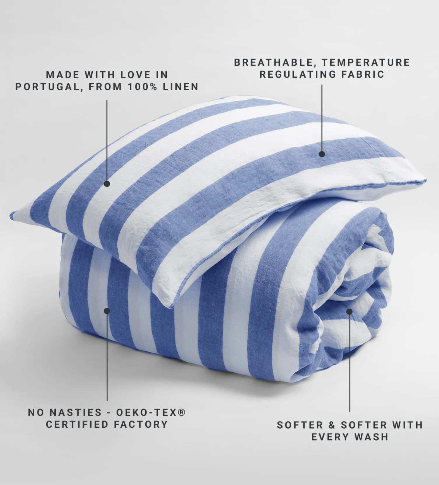 Secret Linen Store Cobalt 100% Linen Housewife Pillowcase