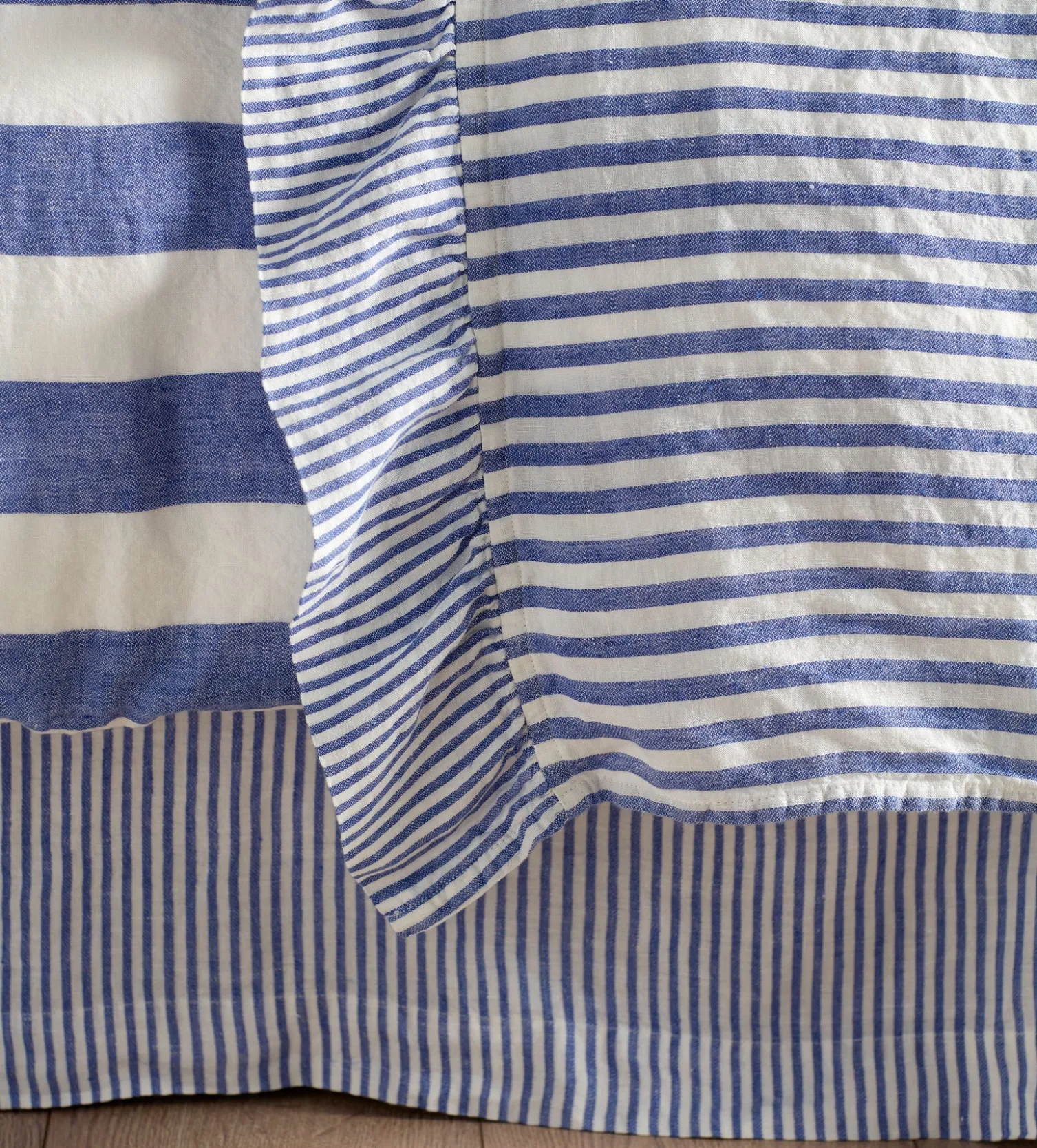 Secret Linen Store Cobalt Cora Stripe Linen Valance