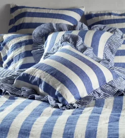 Secret Linen Store Cobalt 100% Linen Frill Edge Cushion Cover