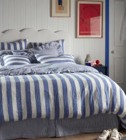 Secret Linen Store Cobalt 100% Linen Frill Edge Cushion Cover