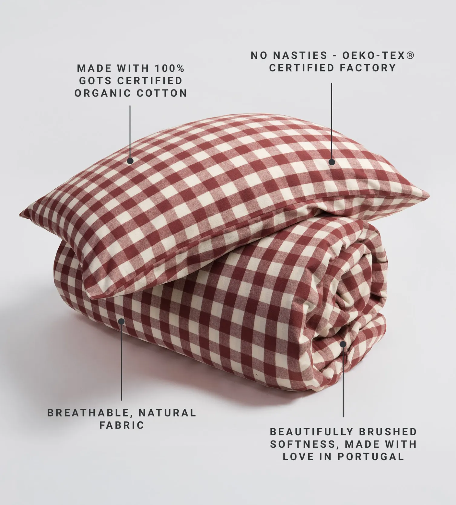 Secret Linen Store Gingham Brushed 100% Organic Cotton Duvet Cover
