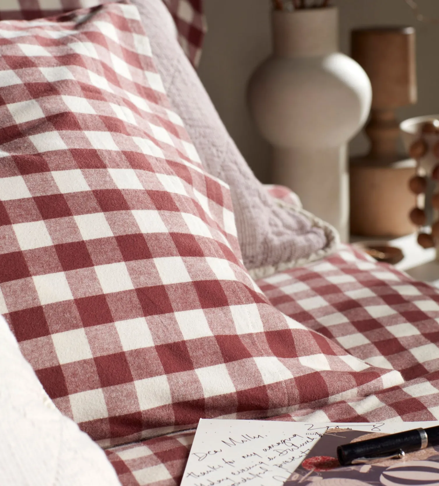 Secret Linen Store Gingham Brushed 100% Organic Cotton Pillowcase