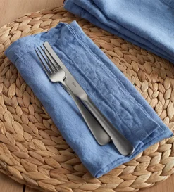 Secret Linen Store Blue 100% Linen Napkins - Set of 4