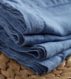 Secret Linen Store Blue 100% Linen Napkins - Set of 4
