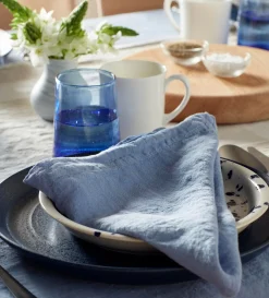 Secret Linen Store Blue 100% Linen Napkins - Set of 4