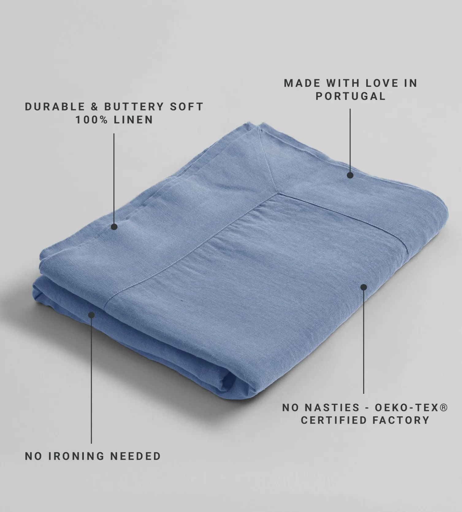 Secret Linen Store Blue 100% Linen Tablecloth