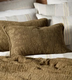 Secret Linen Store Dark Olive Clover 100% Cotton Quilted Throw