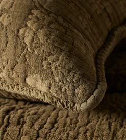 Secret Linen Store Dark Olive Clover 100% Cotton Quilted Cushion Cover