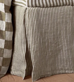 Secret Linen Store Dark Olive Cora Stripe Linen Valance