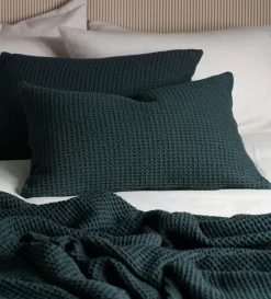 Secret Linen Store Darkest Spruce Big Waffle 100% Cotton Cushion Cover