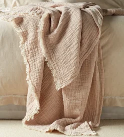 Secret Linen Store Dusty Pink Orla 100% Cotton Throw