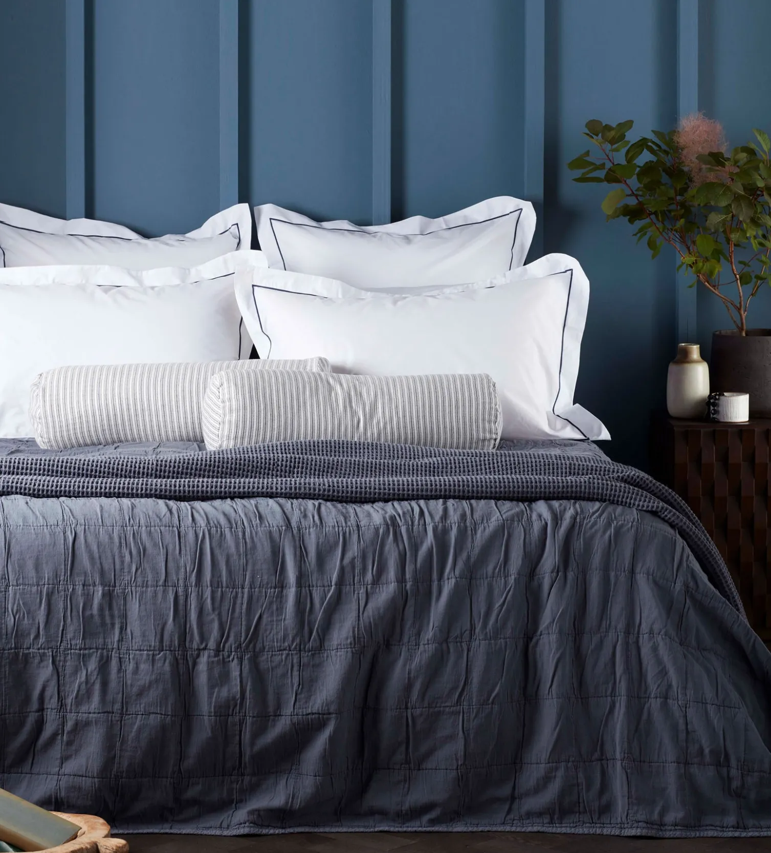 Secret Linen Store Finn 100% Cotton Quilted Throw