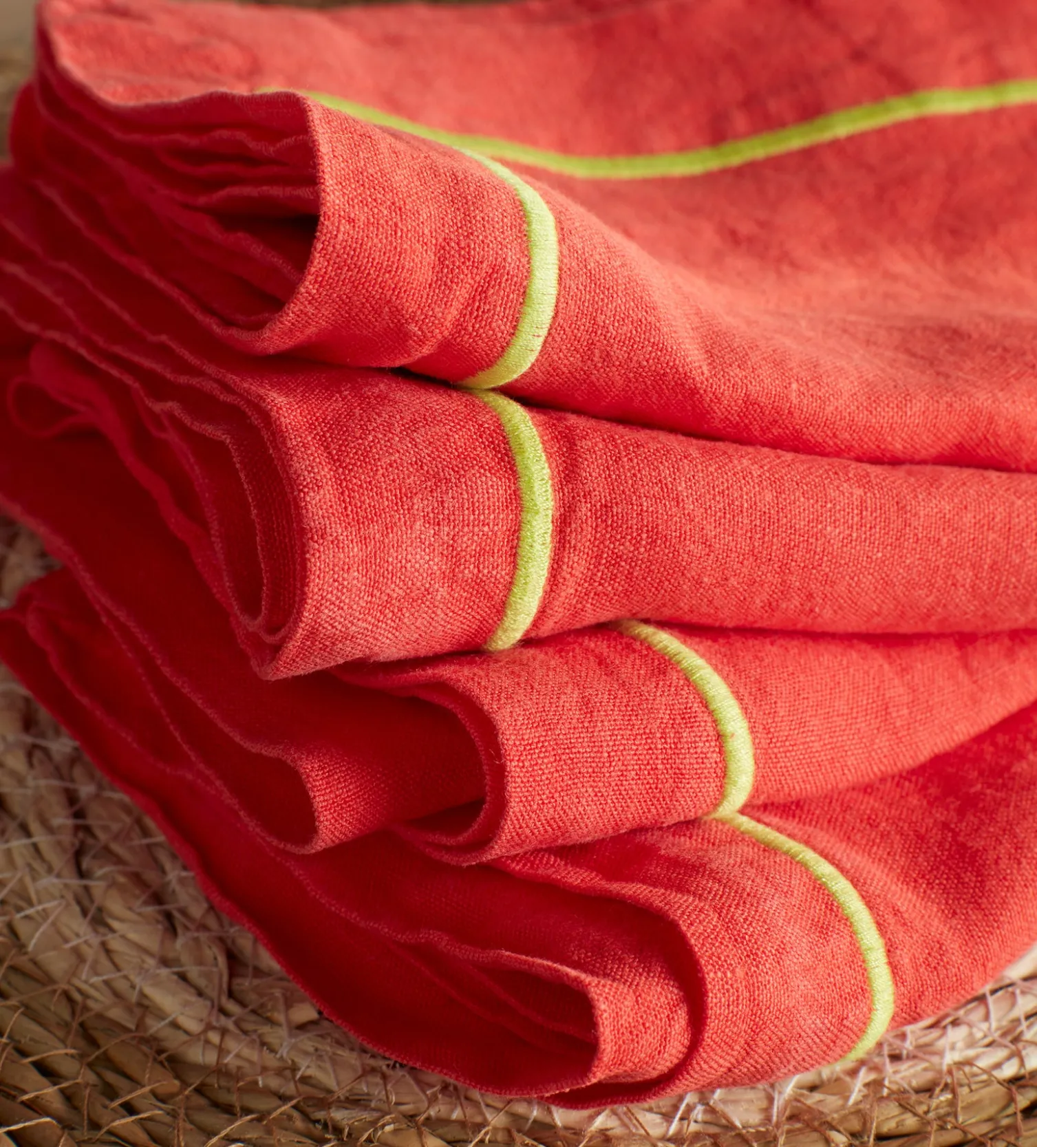 Secret Linen Store Glassette Tomato 100% Linen Napkins