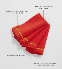 Secret Linen Store Glassette Tomato 100% Linen Napkins