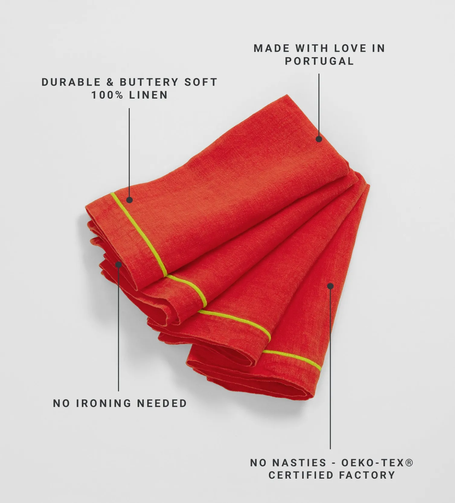 Secret Linen Store Glassette Tomato 100% Linen Napkins