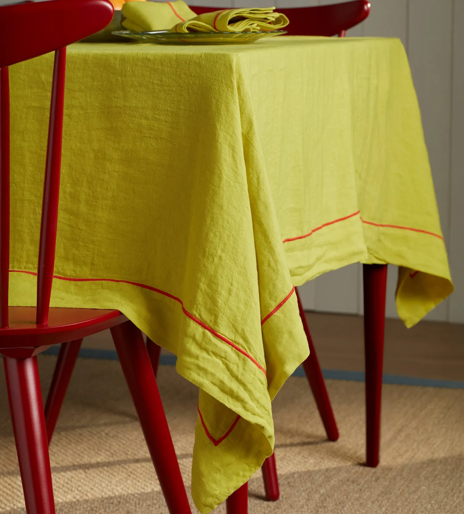 Secret Linen Store Glassette Vine 100% Linen Tablecloth