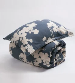 Secret Linen Store Ink Blue Flower Press Linen Blend Pillowcase