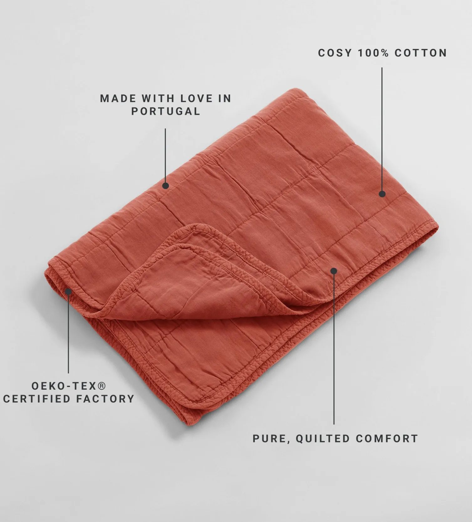 Secret Linen Store Little Finn 100% Cotton Quilted Throw