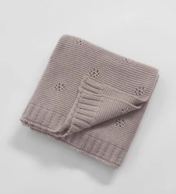 Secret Linen Store Bailey 100% Organic Cotton Knitted Baby Blanket