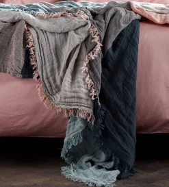 Secret Linen Store Nancy Cotton Linen Throw