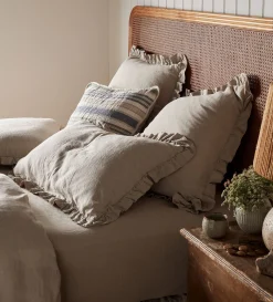 Secret Linen Store Natural 100% Linen Frill Pillowcase