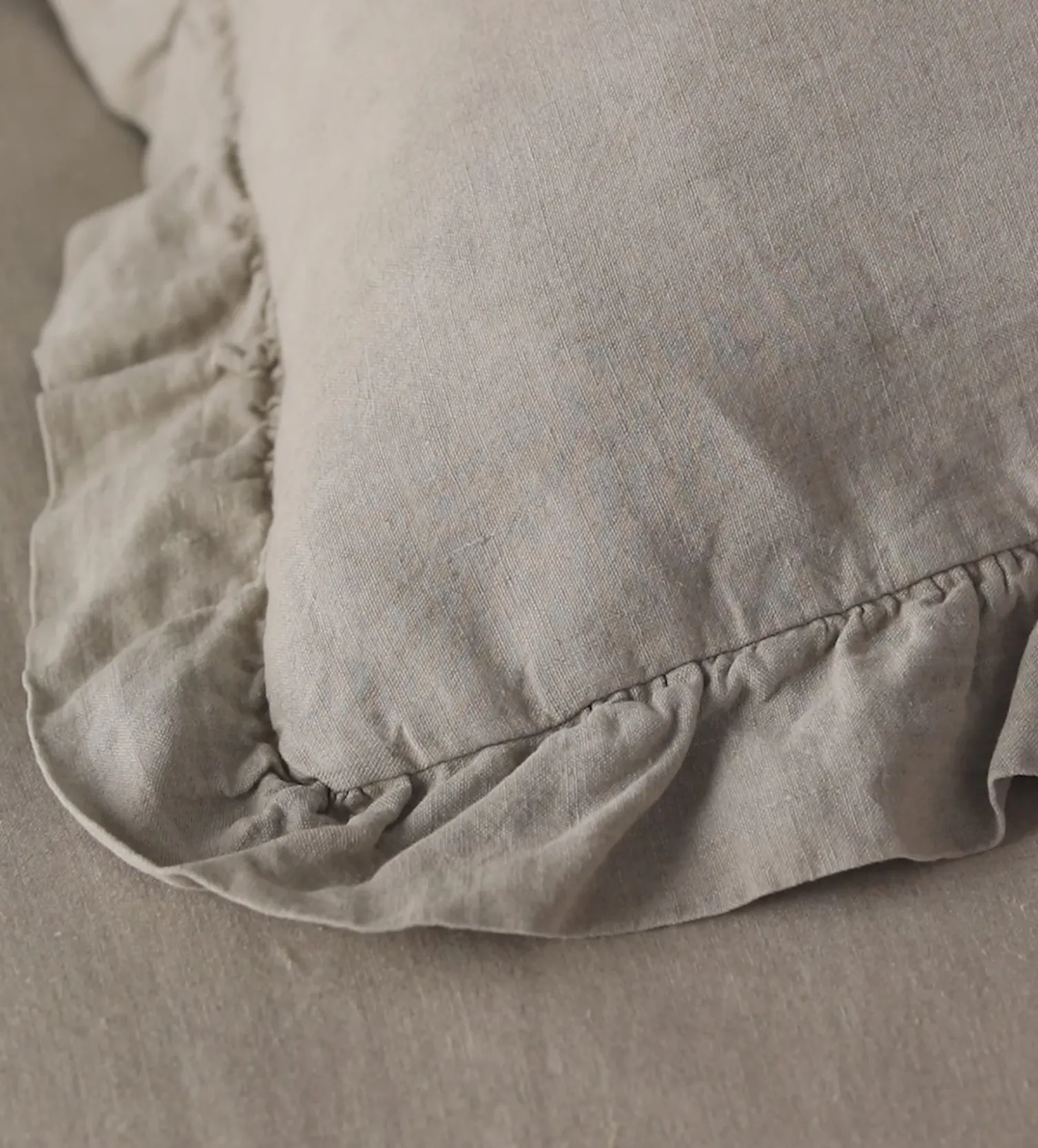 Secret Linen Store Natural 100% Linen Frill Pillowcase