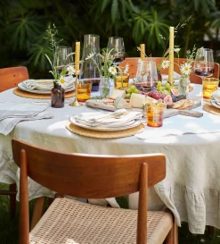 Secret Linen Store Natural 100% Linen Frill Tablecloth