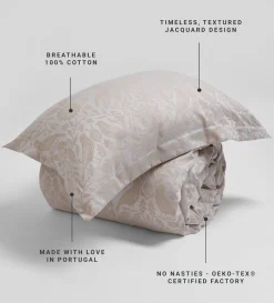 Secret Linen Store Natural Birdie Jacquard 100% Cotton Duvet Cover