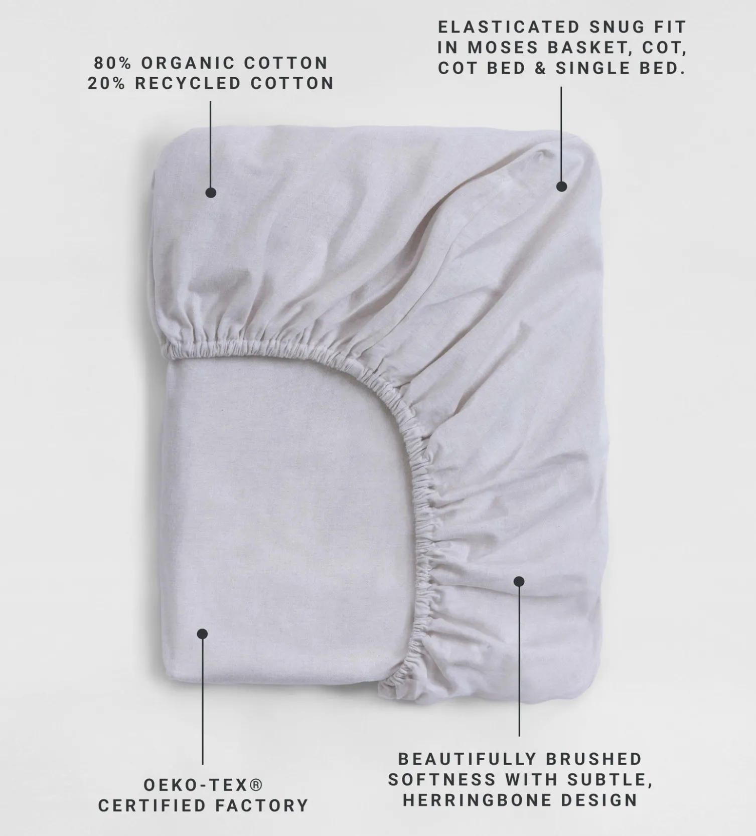 Secret Linen Store Natural Brushed Cotton Fitted Sheet