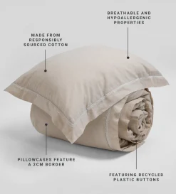 Secret Linen Store Natural Charlotte Cotton Linen Pillowcase